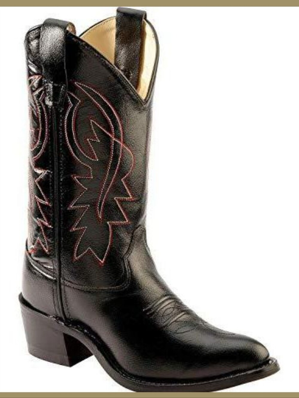 Old West Cowboy Boho-Chic Embroidered Western Leather Point Toe Black Sz 6